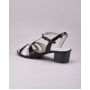 Sandale dama din piele naturala lacuita, Negru, Alb, S81AN